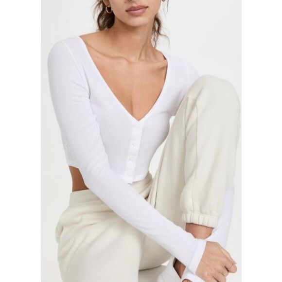 Alo Yoga Tops - Alo Yoga Ribbed Cropped Whisper Cardigan